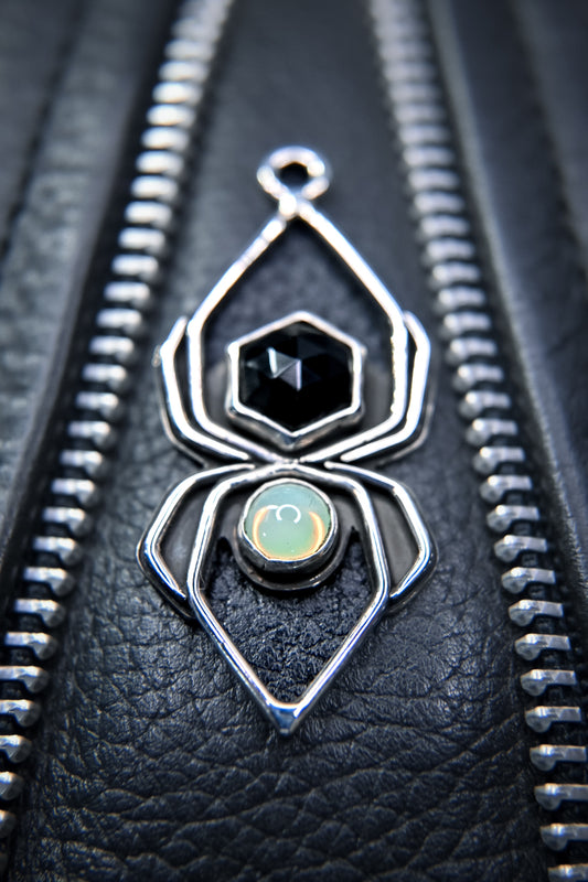 Uranium Glass Spider Necklace