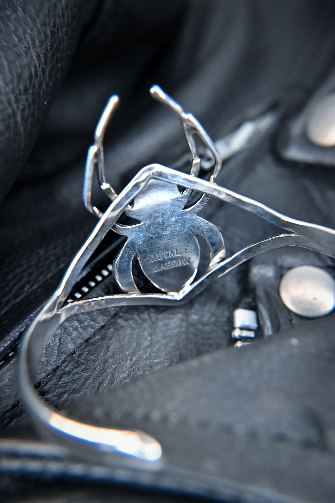 Obsidian & Uranium Glass Spider Bracelet
