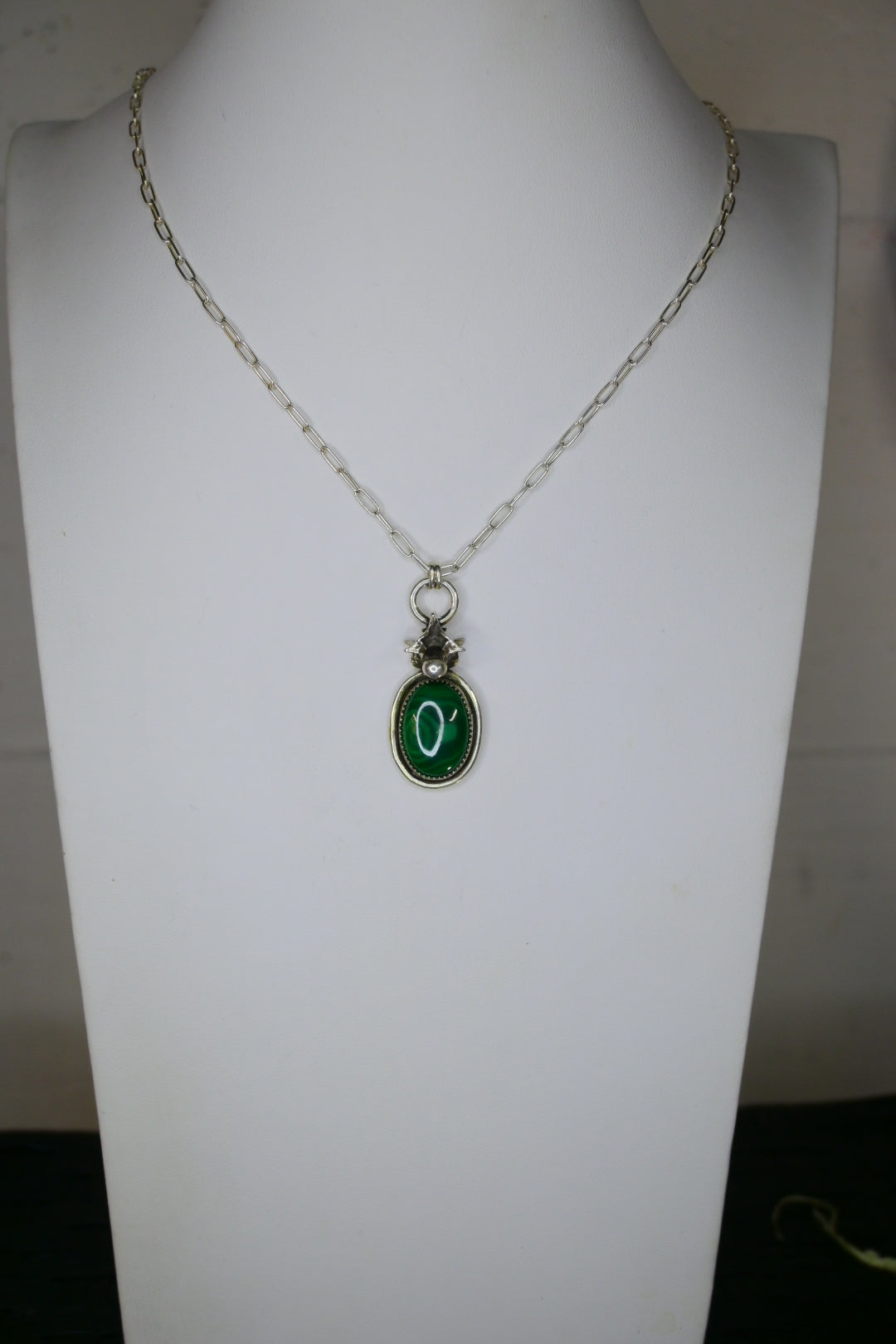 Malachite & Snake Vertebrae Necklace