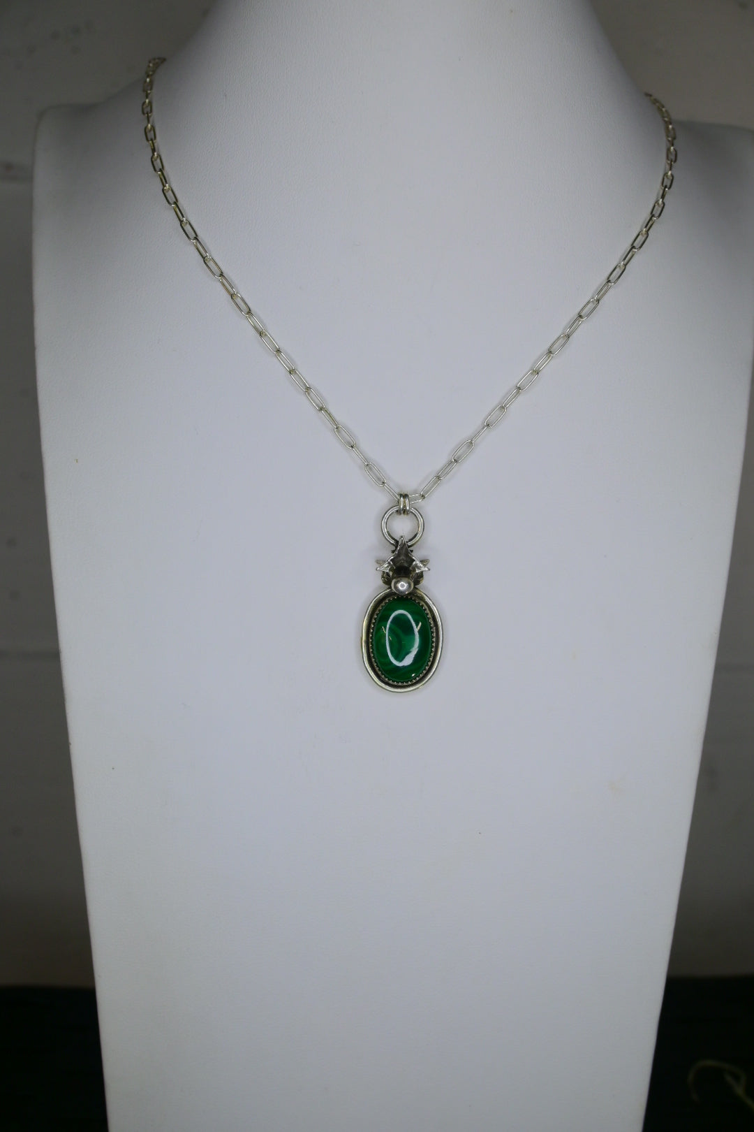 Malachite & Snake Vertebrae Necklace