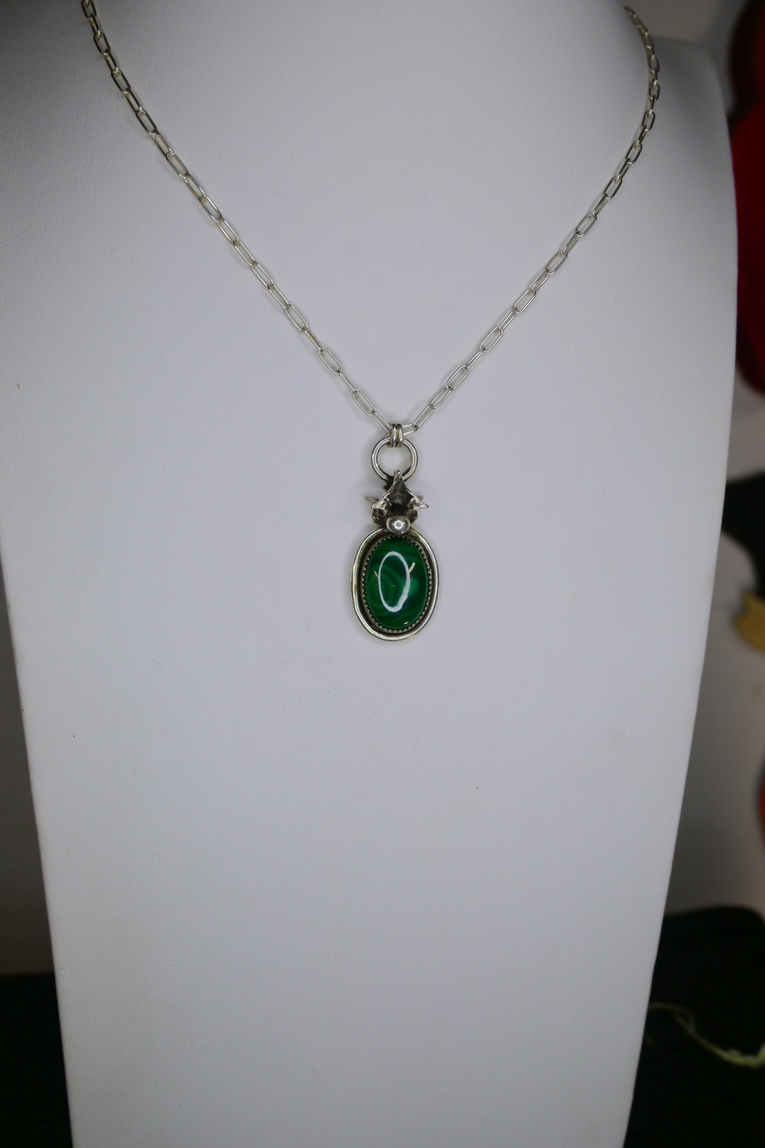 Malachite & Snake Vertebrae Necklace