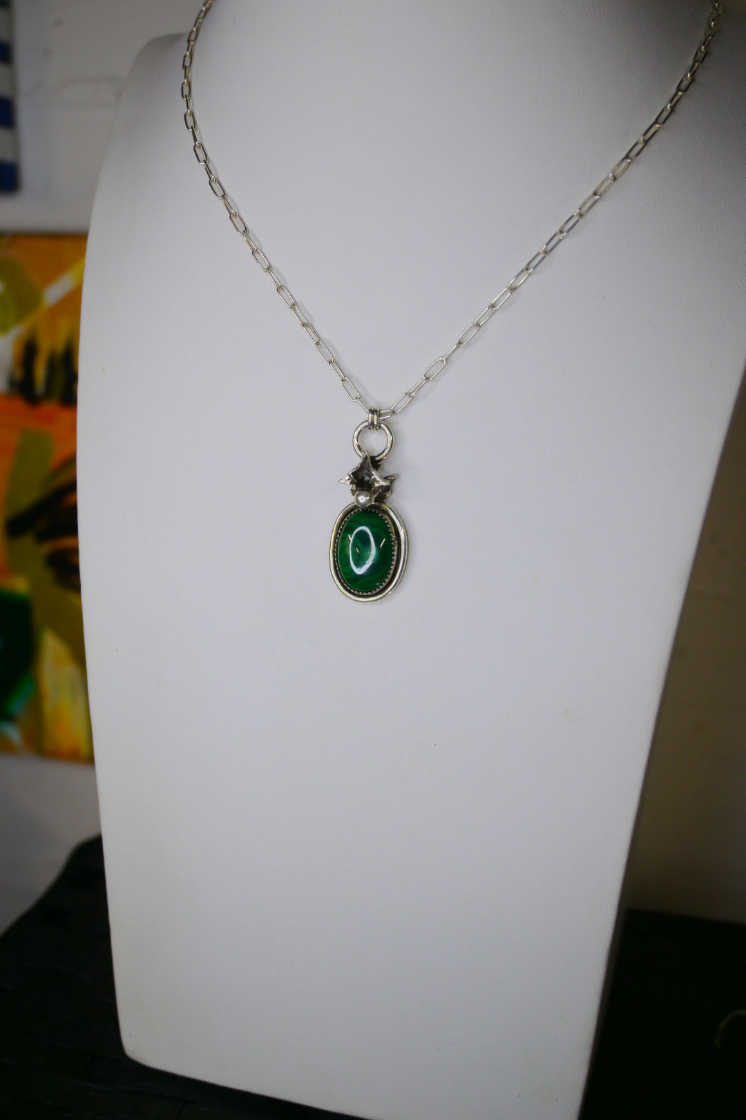 Malachite & Snake Vertebrae Necklace