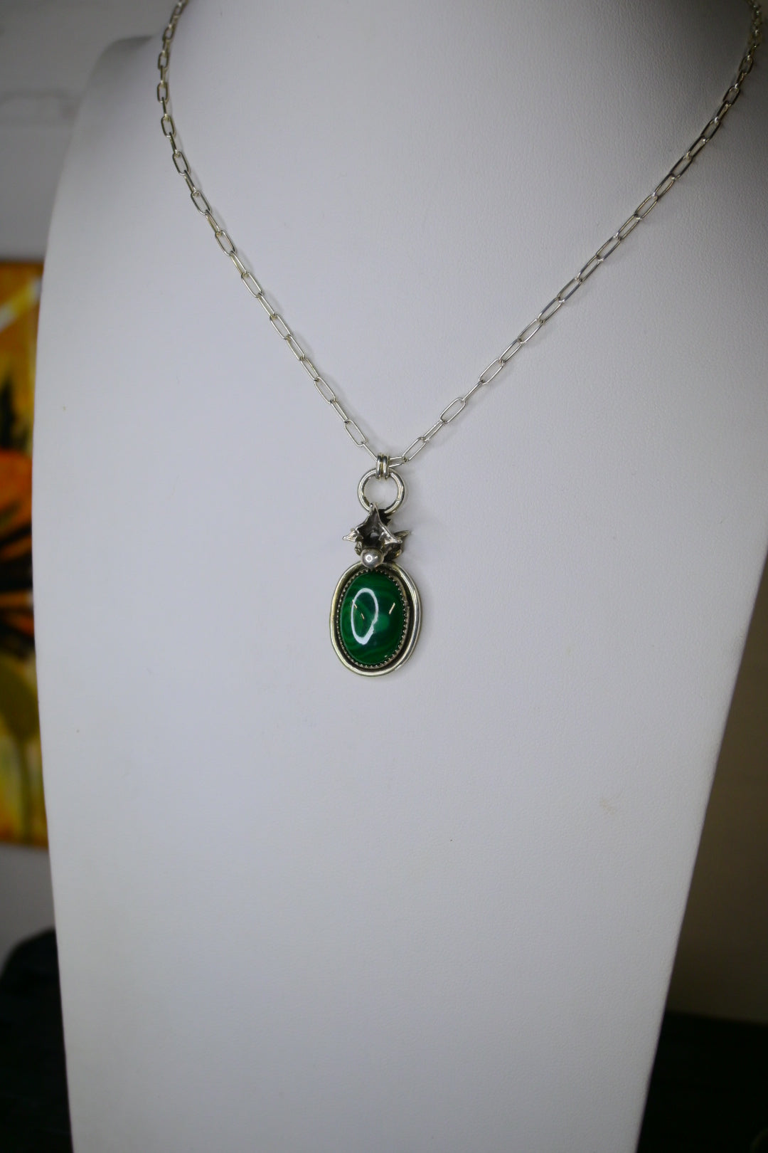 Malachite & Snake Vertebrae Necklace