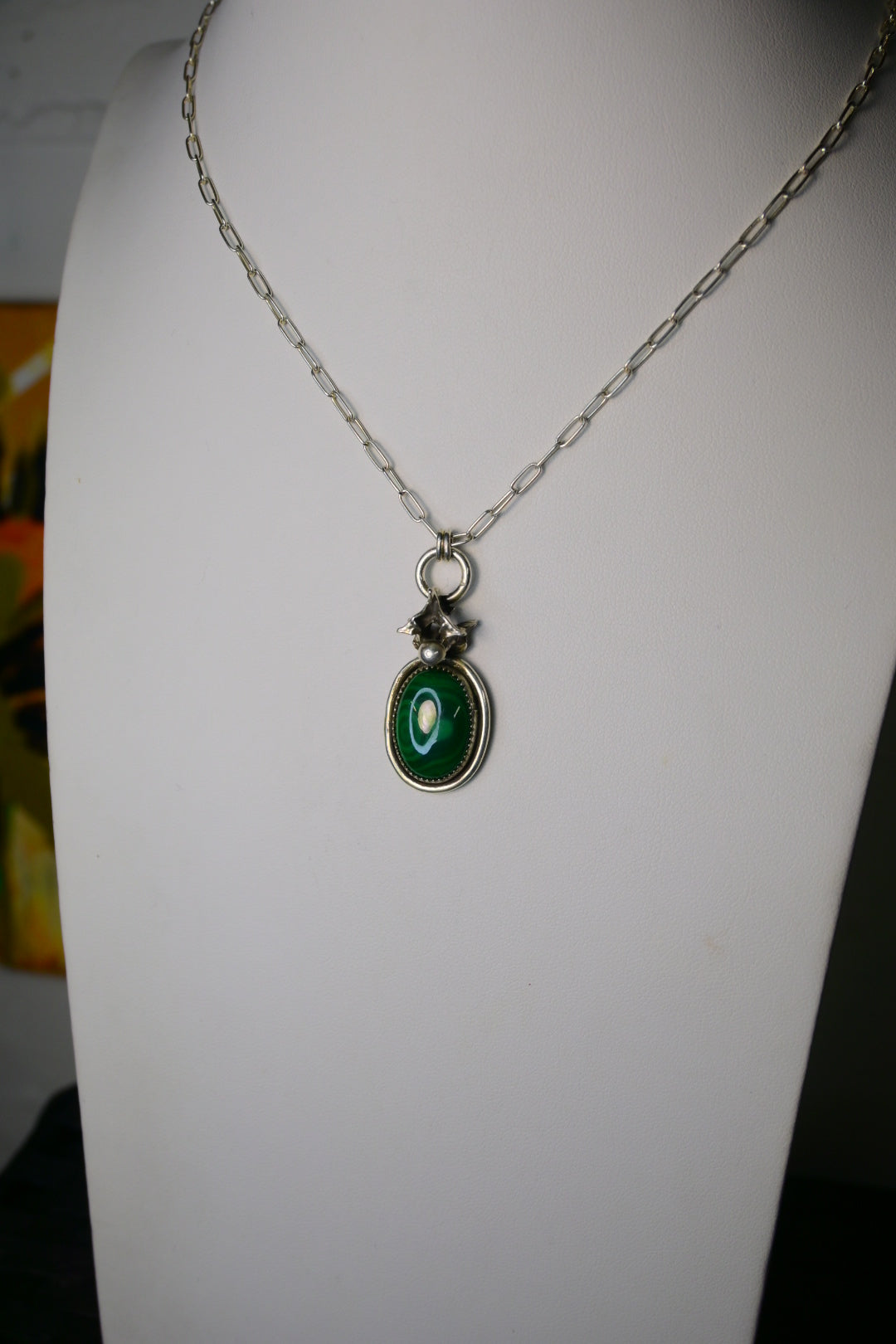 Malachite & Snake Vertebrae Necklace