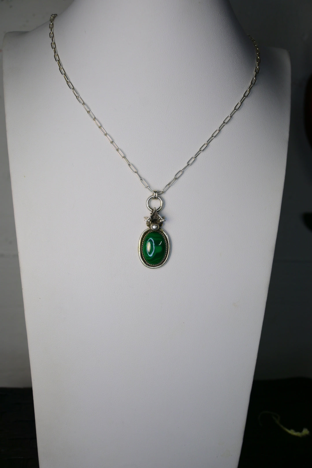 Malachite & Snake Vertebrae Necklace