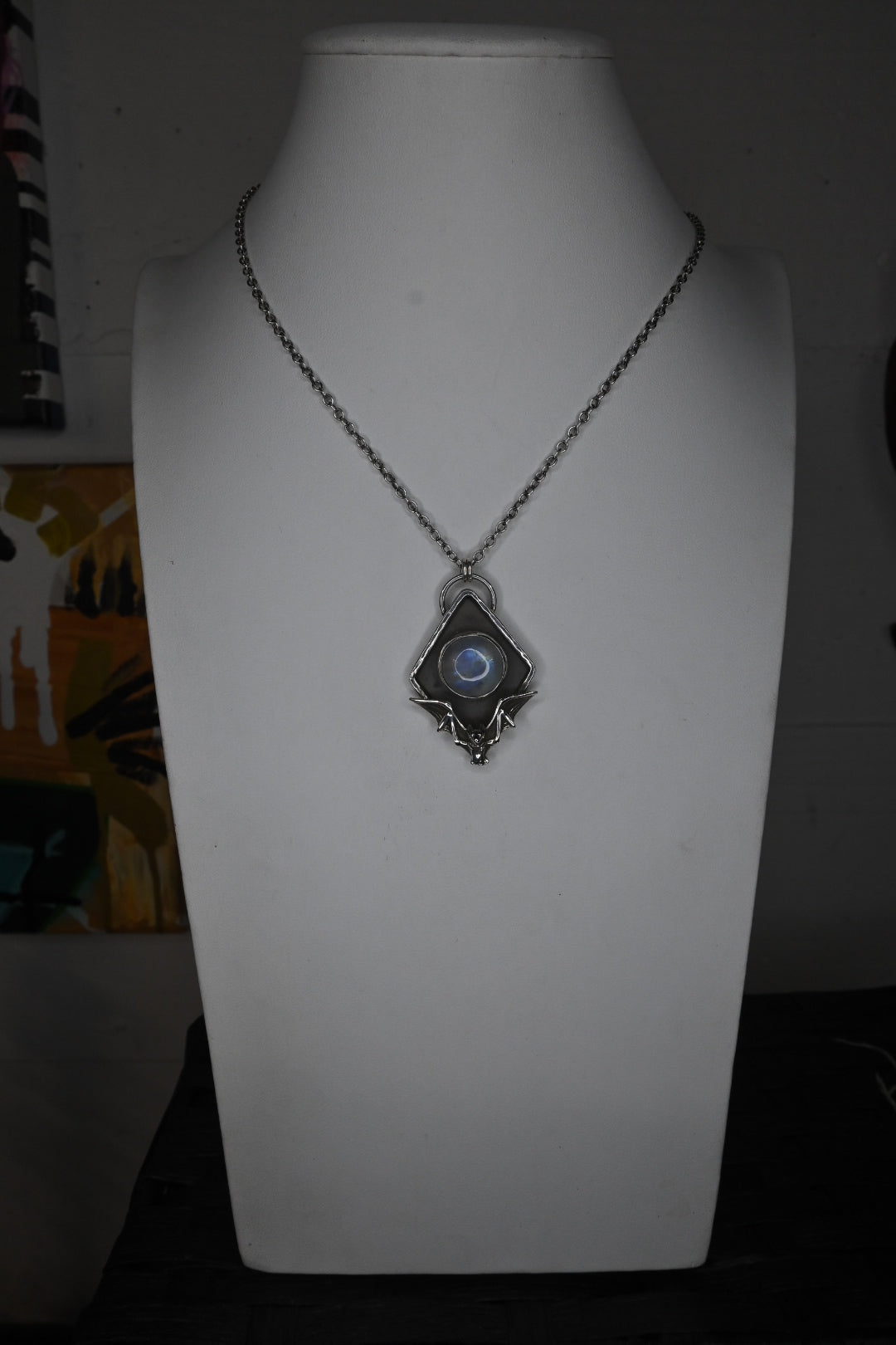 Moonstone & Bat Necklace
