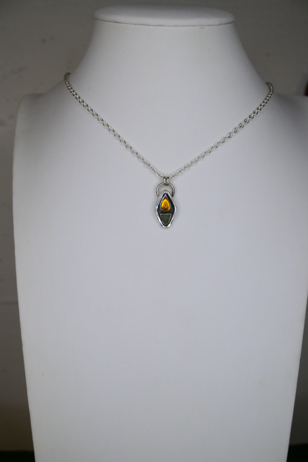 'Mini' Moldavite & Amber Necklace