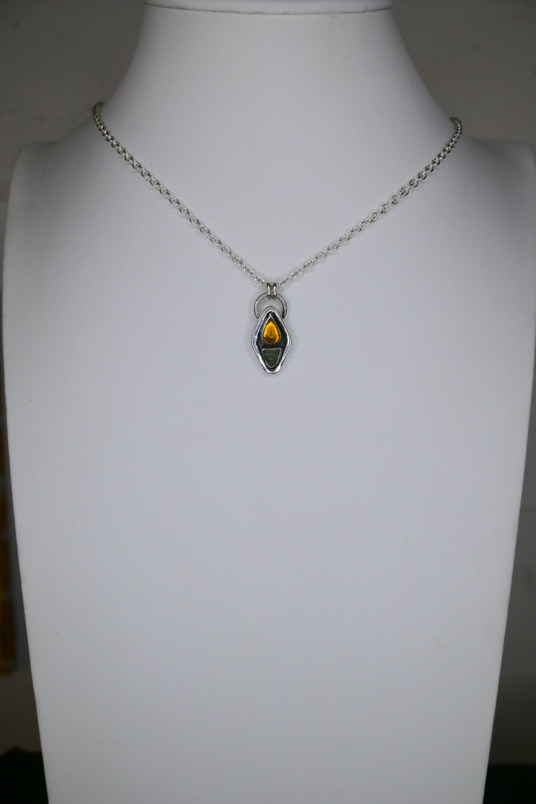 'Mini' Moldavite & Amber Necklace