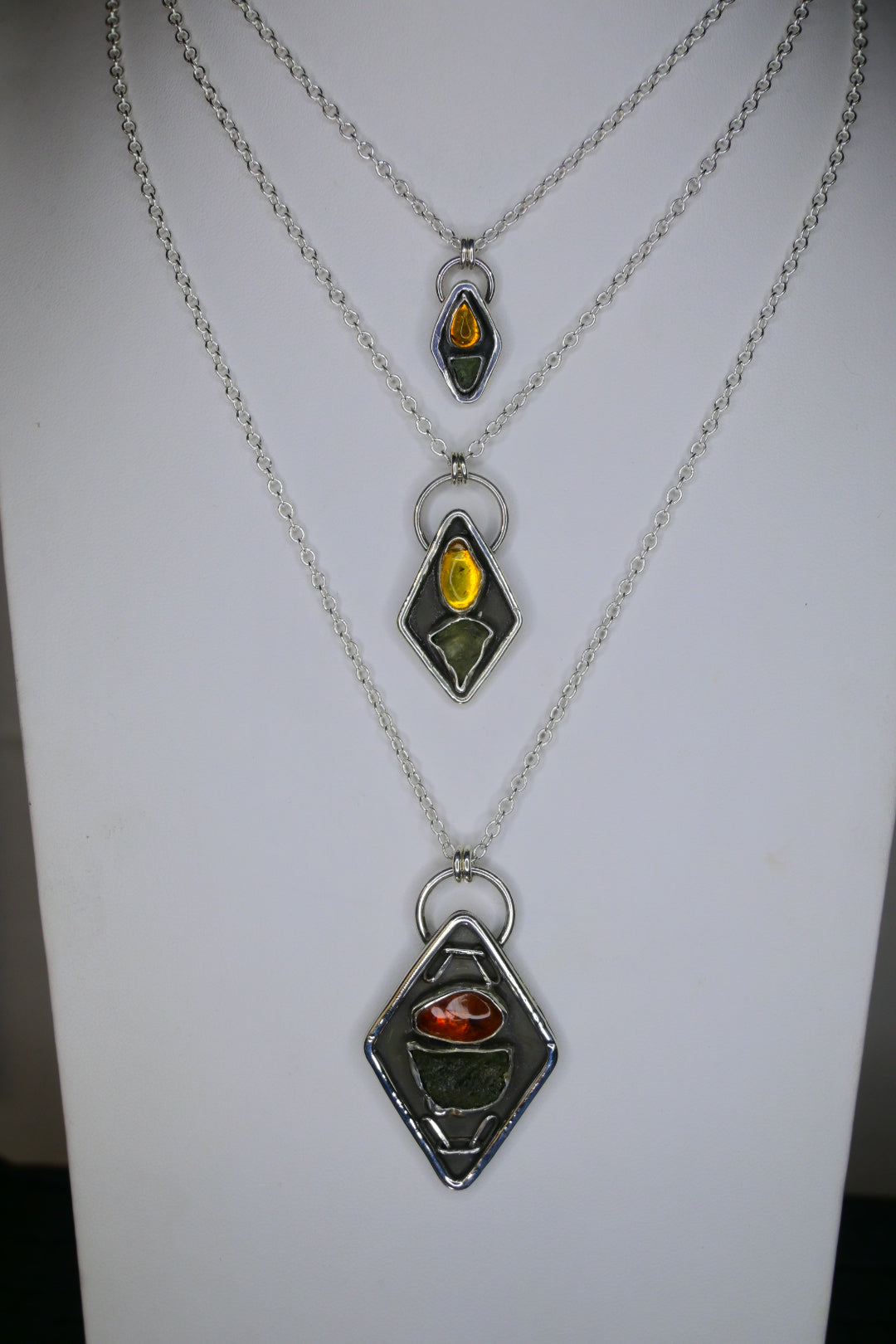 'Medium' Moldavite & Amber Necklace