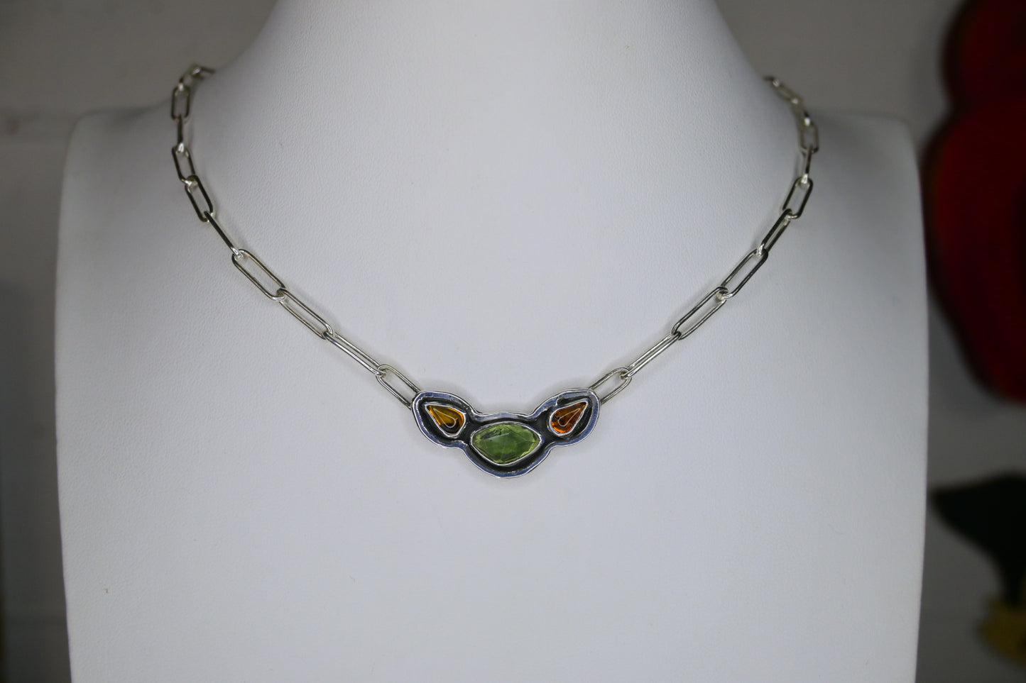 Moldavite & Amber Choker