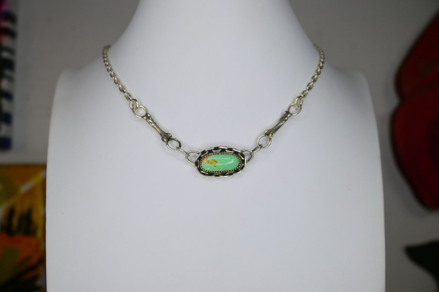 Turquoise & Raccoon Bone Choker