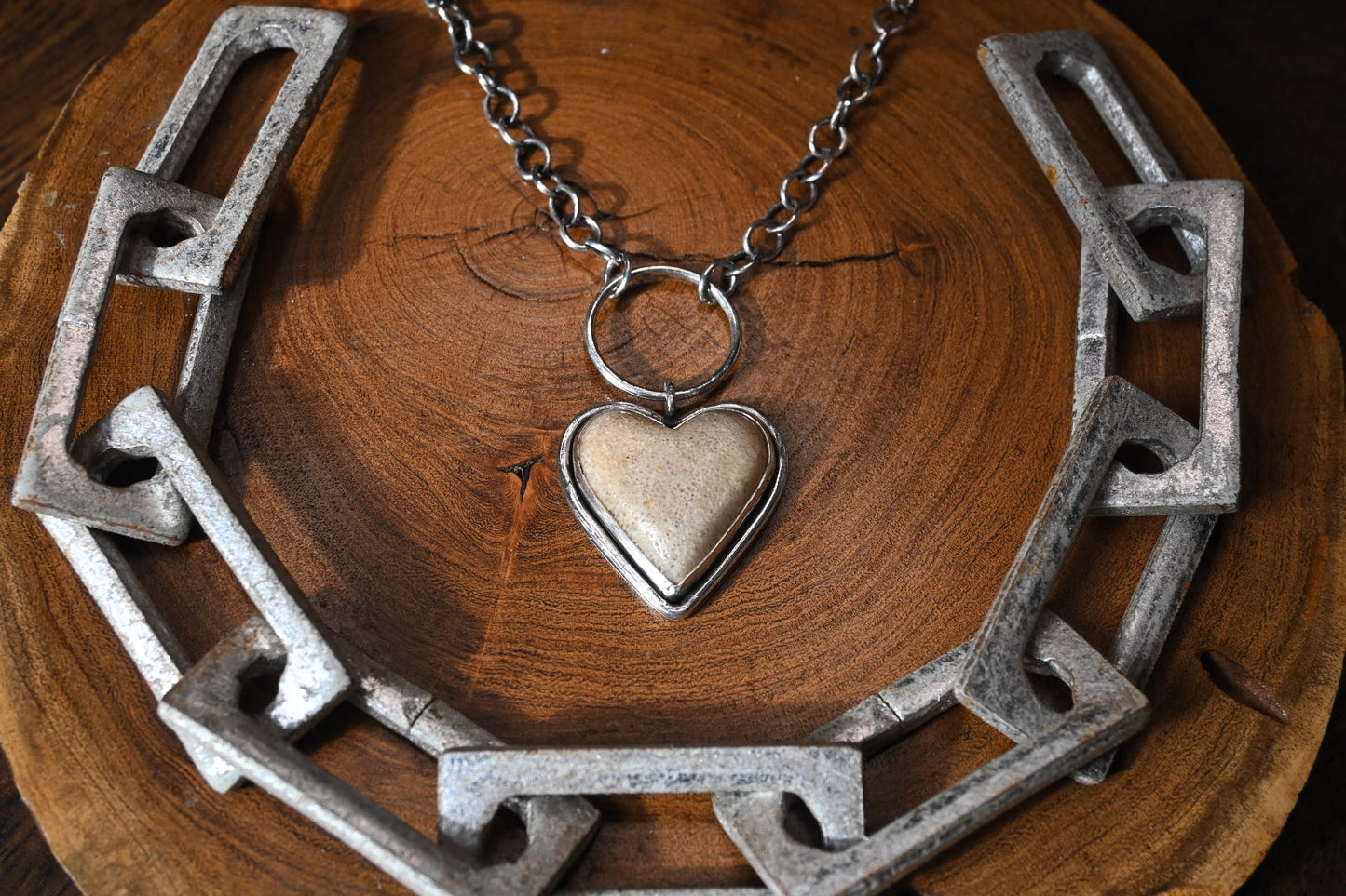 Heart Shaped Bone 'o-ring' Choker