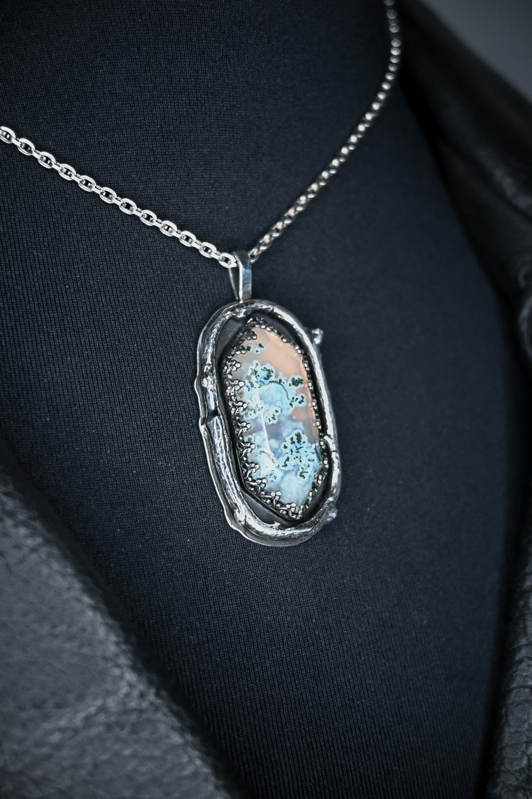 Moss Agate Branch Necklace