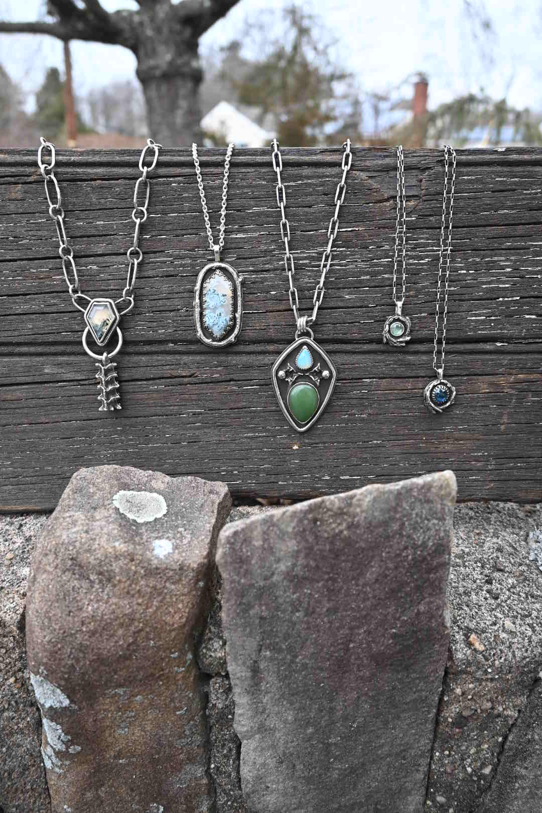 Moss Agate Branch Necklace