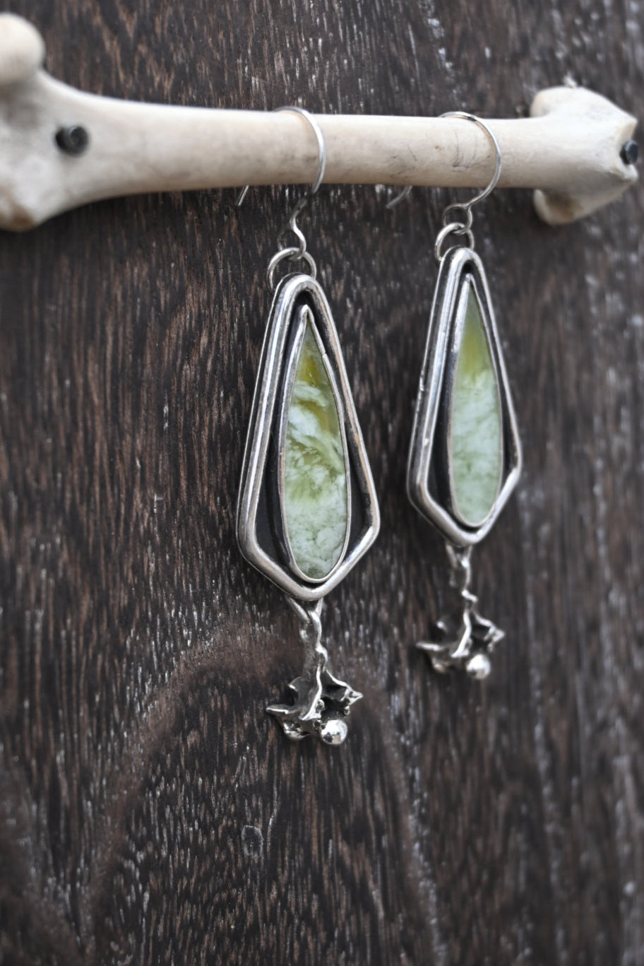 Vesuvianite & Snake Vertebrae Earrings