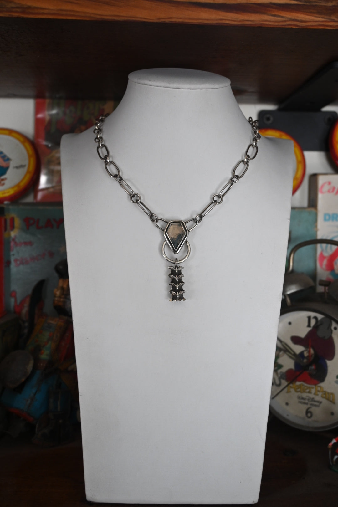 Moss Agate & Snake Vertebrae Necklace