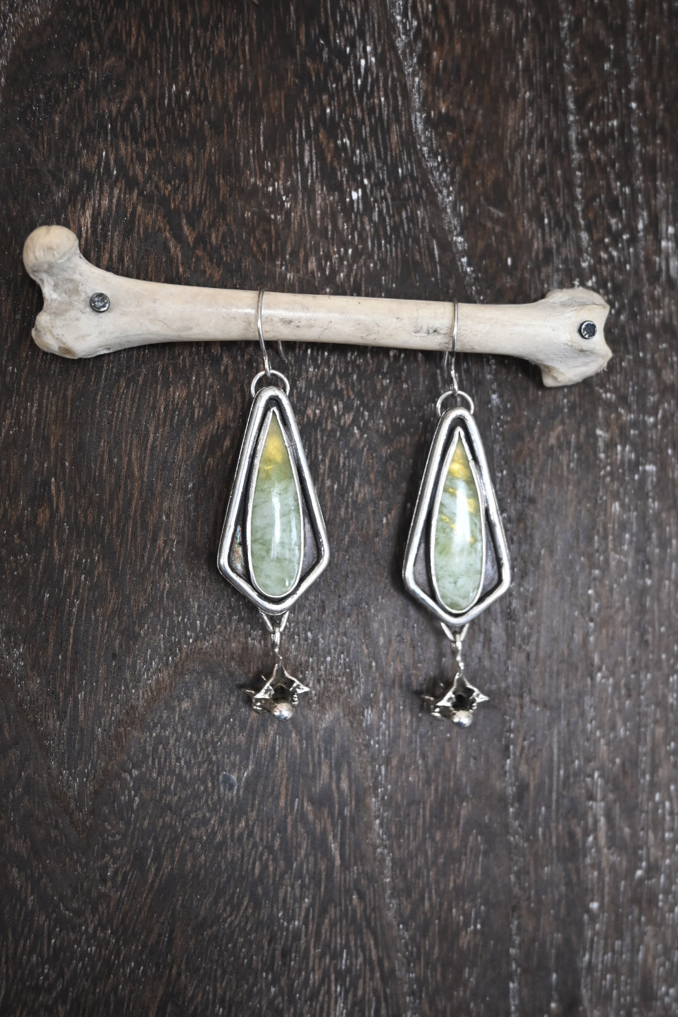 Vesuvianite & Snake Vertebrae Earrings