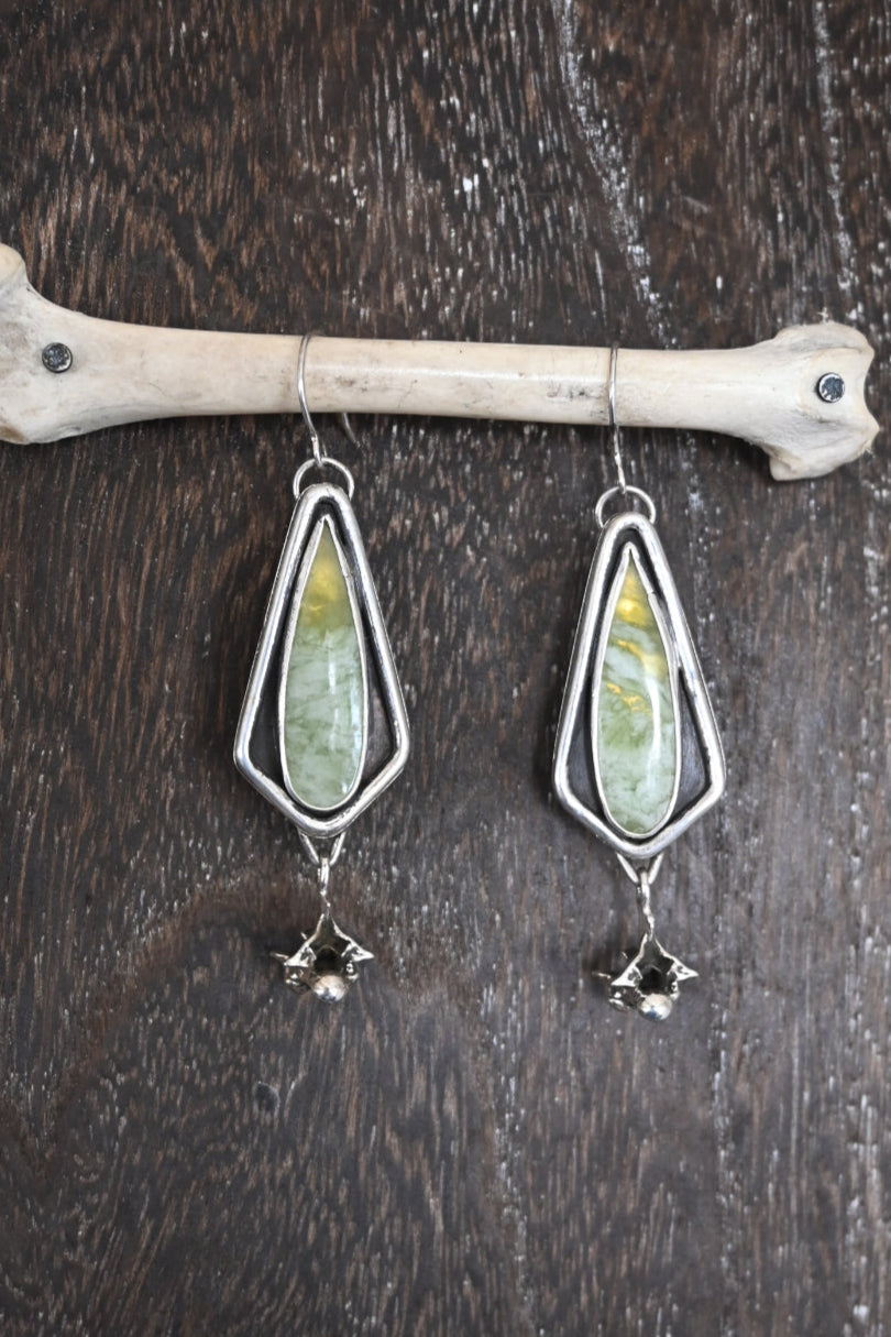 Vesuvianite & Snake Vertebrae Earrings