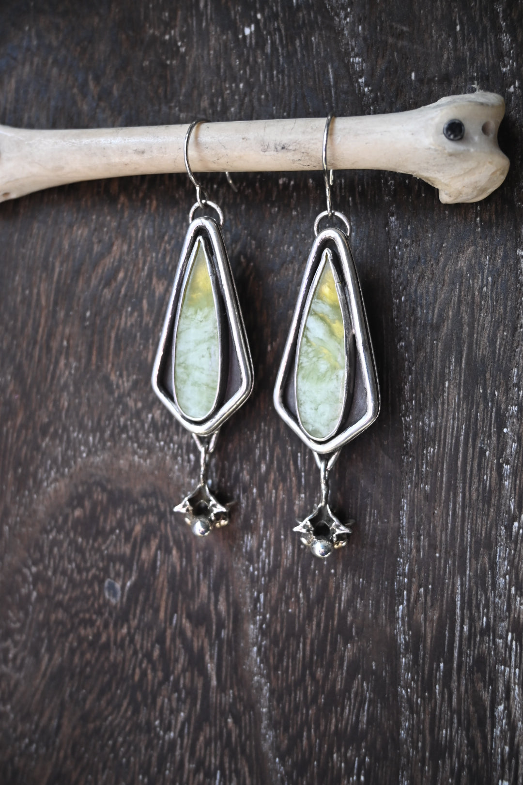 Vesuvianite & Snake Vertebrae Earrings