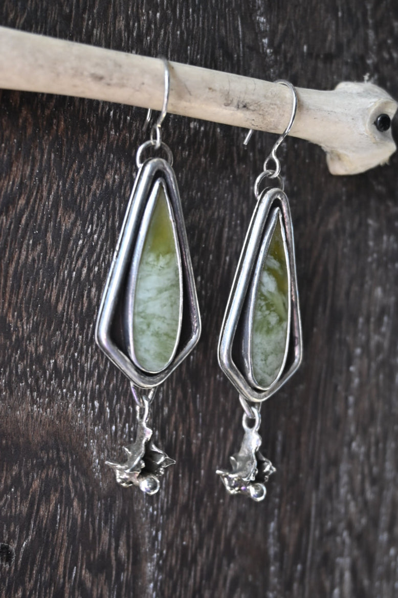 Vesuvianite & Snake Vertebrae Earrings
