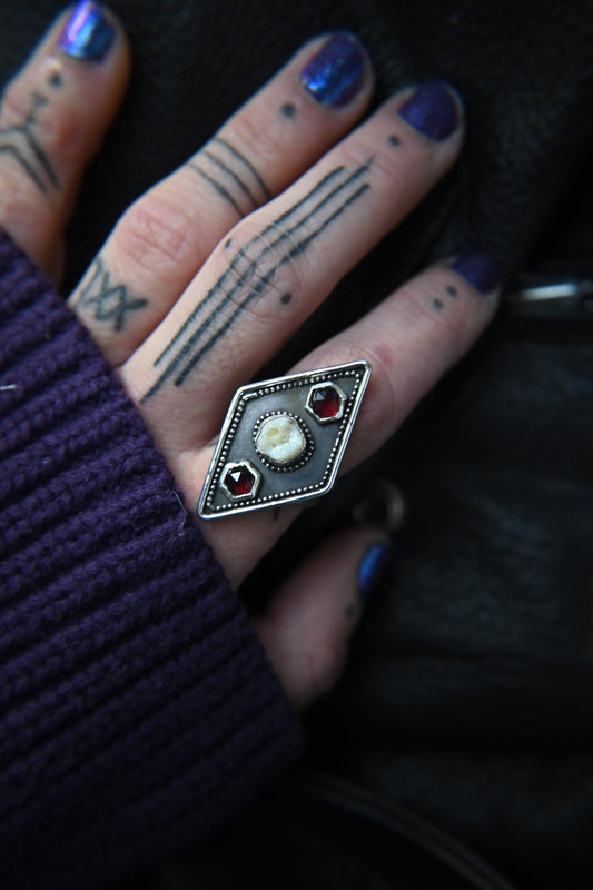 Tooth & Garnet Ring