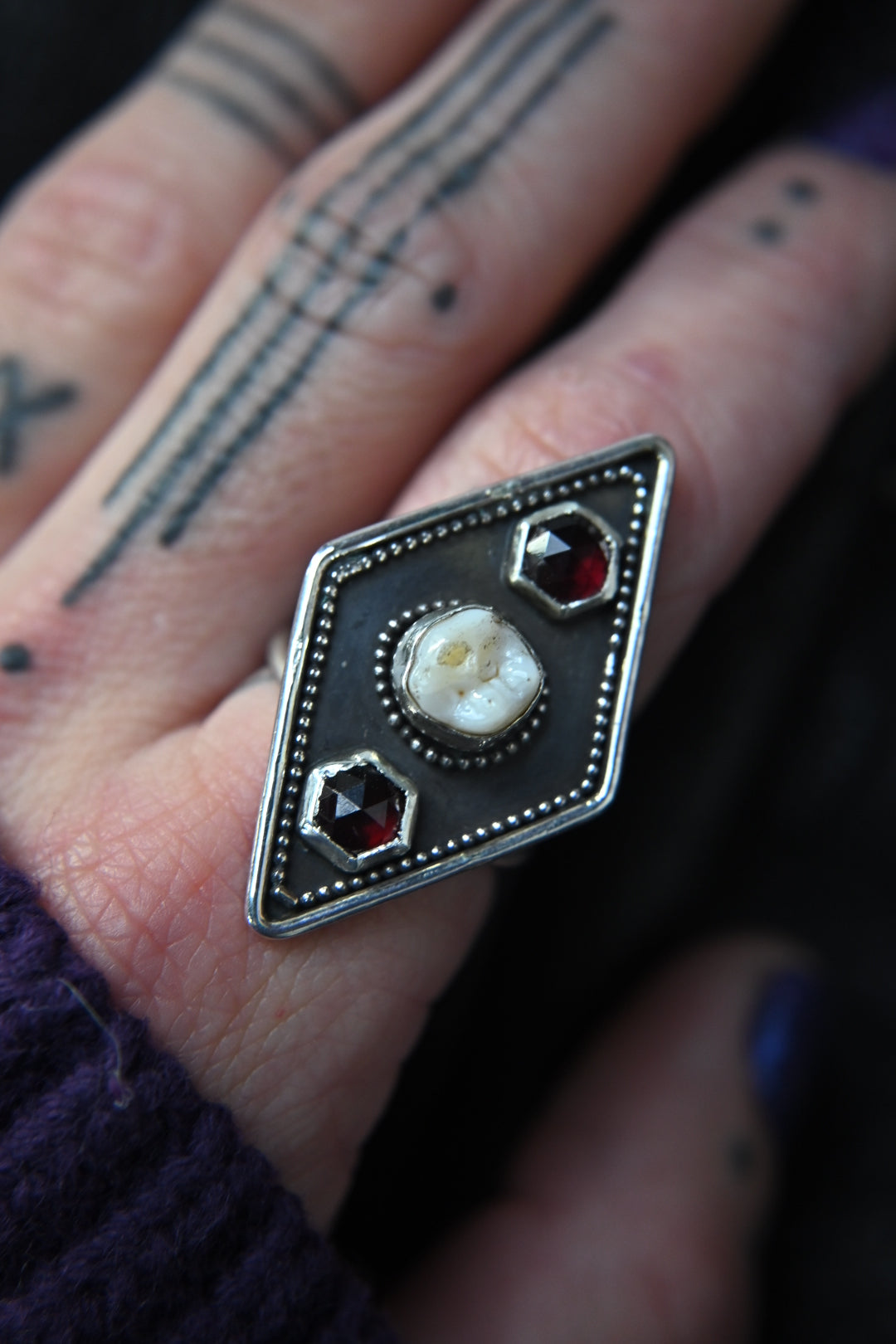 Tooth & Garnet Ring