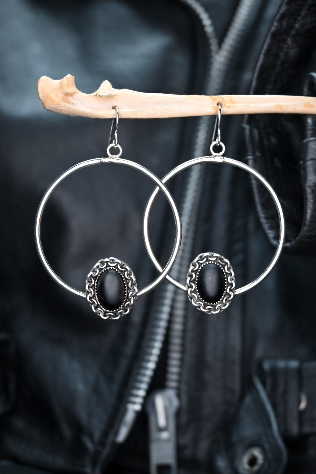 Matte Onyx Hook Hoops