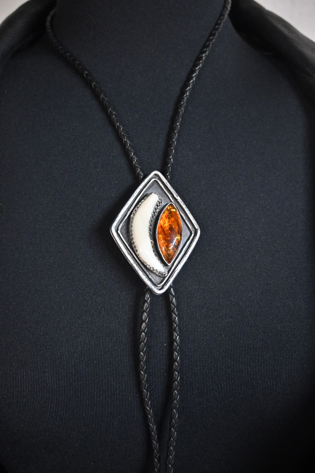 Coyote Canine & Amber Bolo Tie