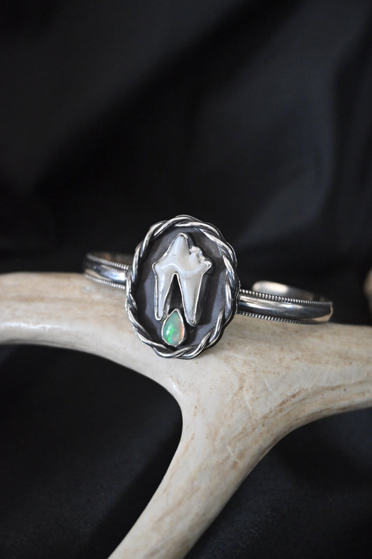 Coyote Tooth & Opal Cuff