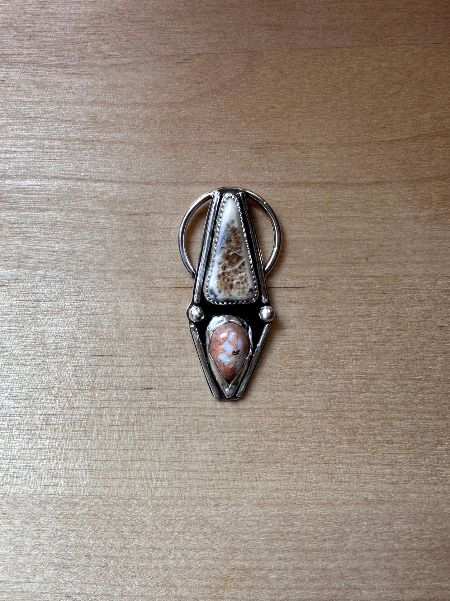 Bone Slice & Fire Opal Necklace