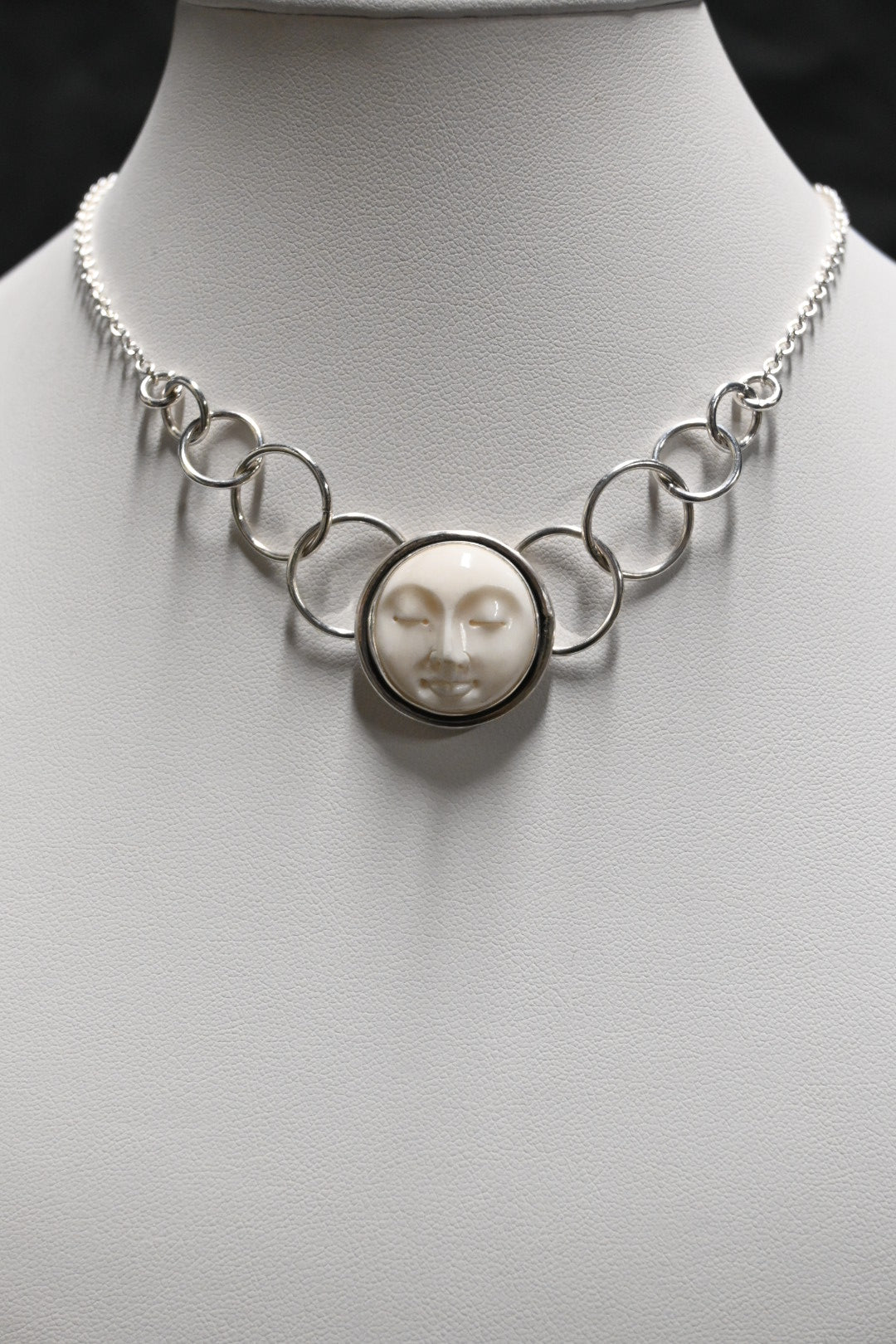 Carved Bone Moon Necklace