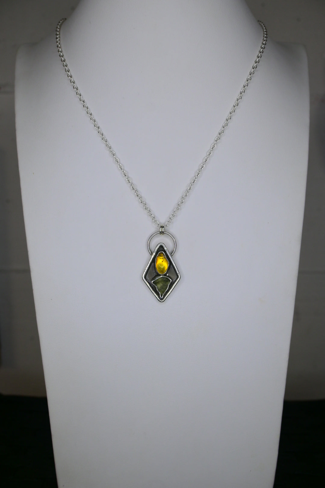 'Medium' Moldavite & Amber Necklace