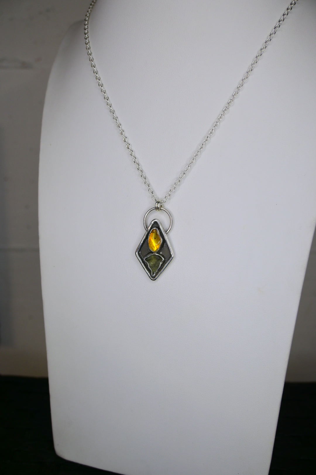 'Medium' Moldavite & Amber Necklace
