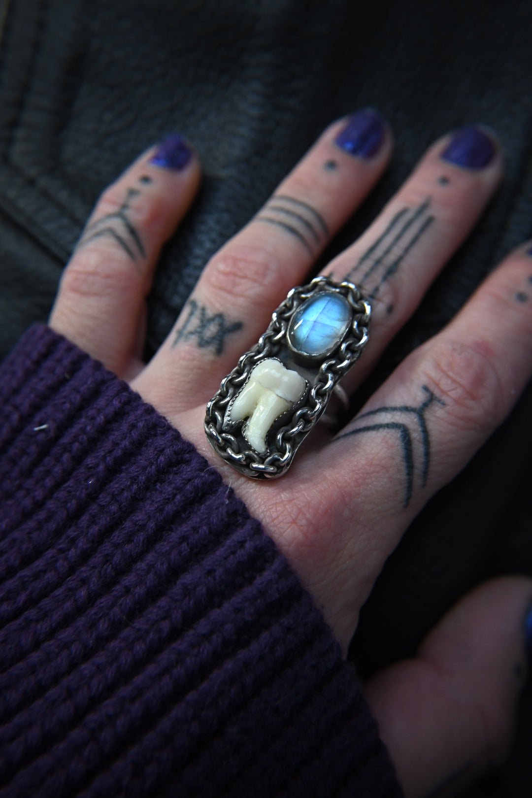 Tooth & Moonstone Ring