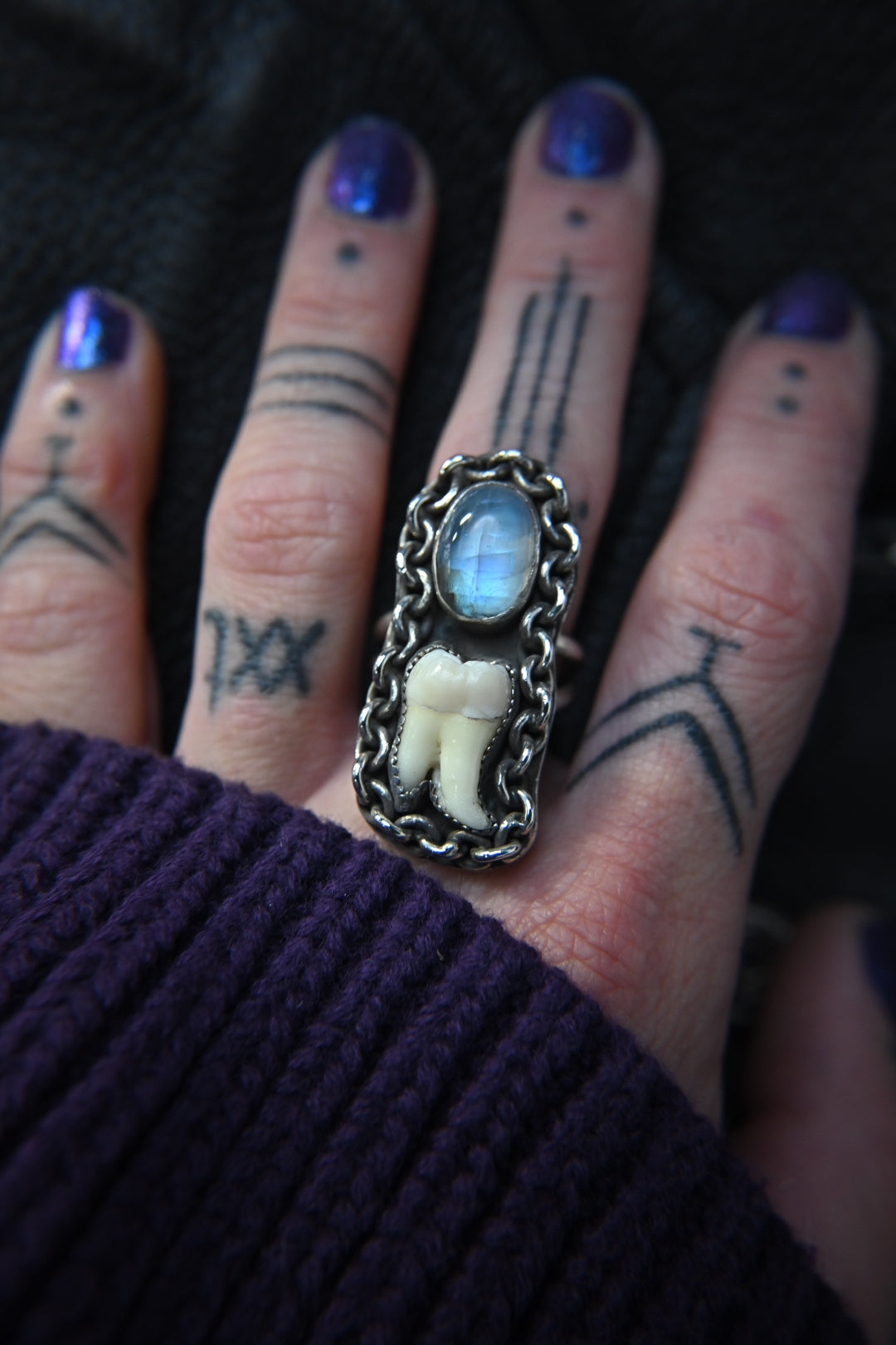 Tooth & Moonstone Ring