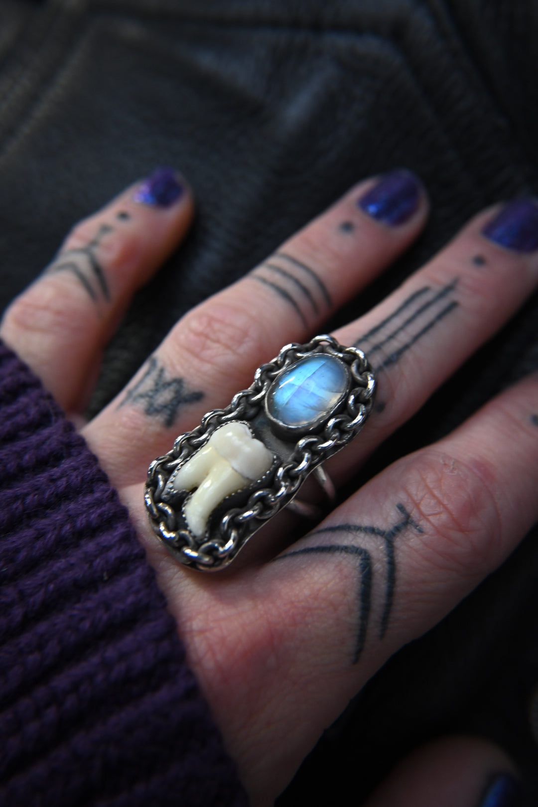 Tooth & Moonstone Ring