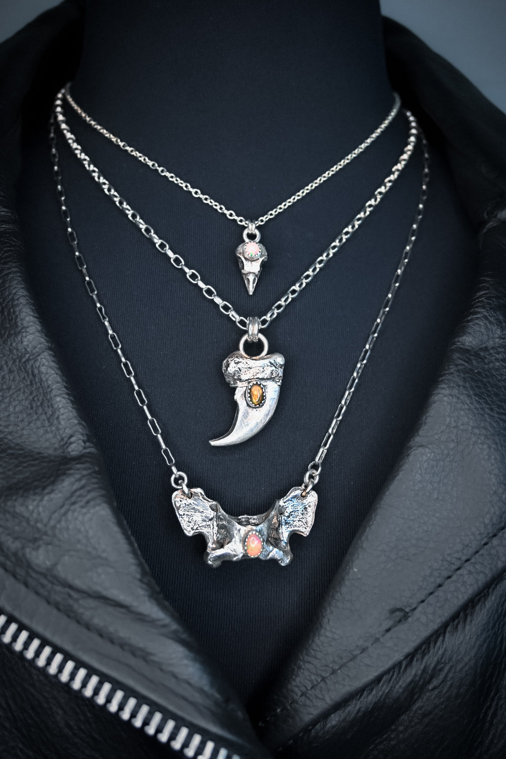 Raven Necklace with Opal