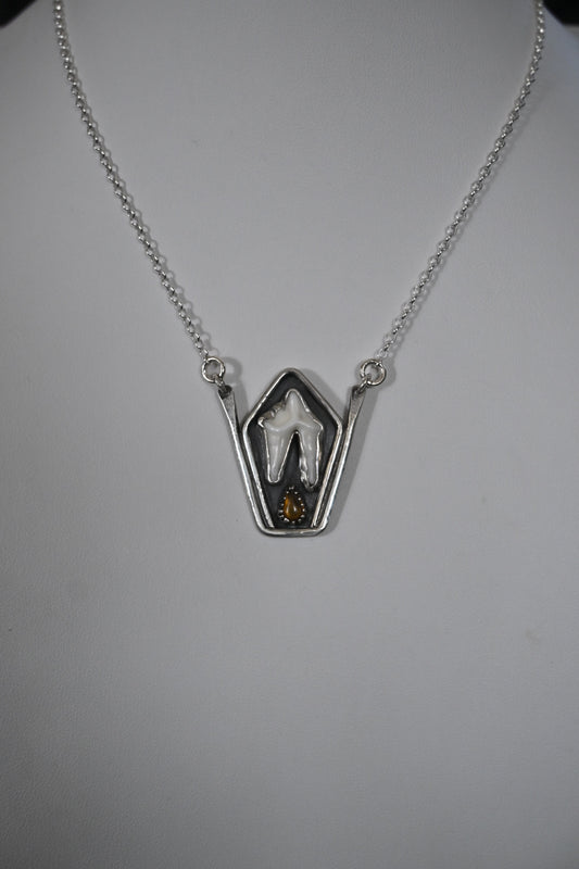 Coyote Tooth & Amber Necklace