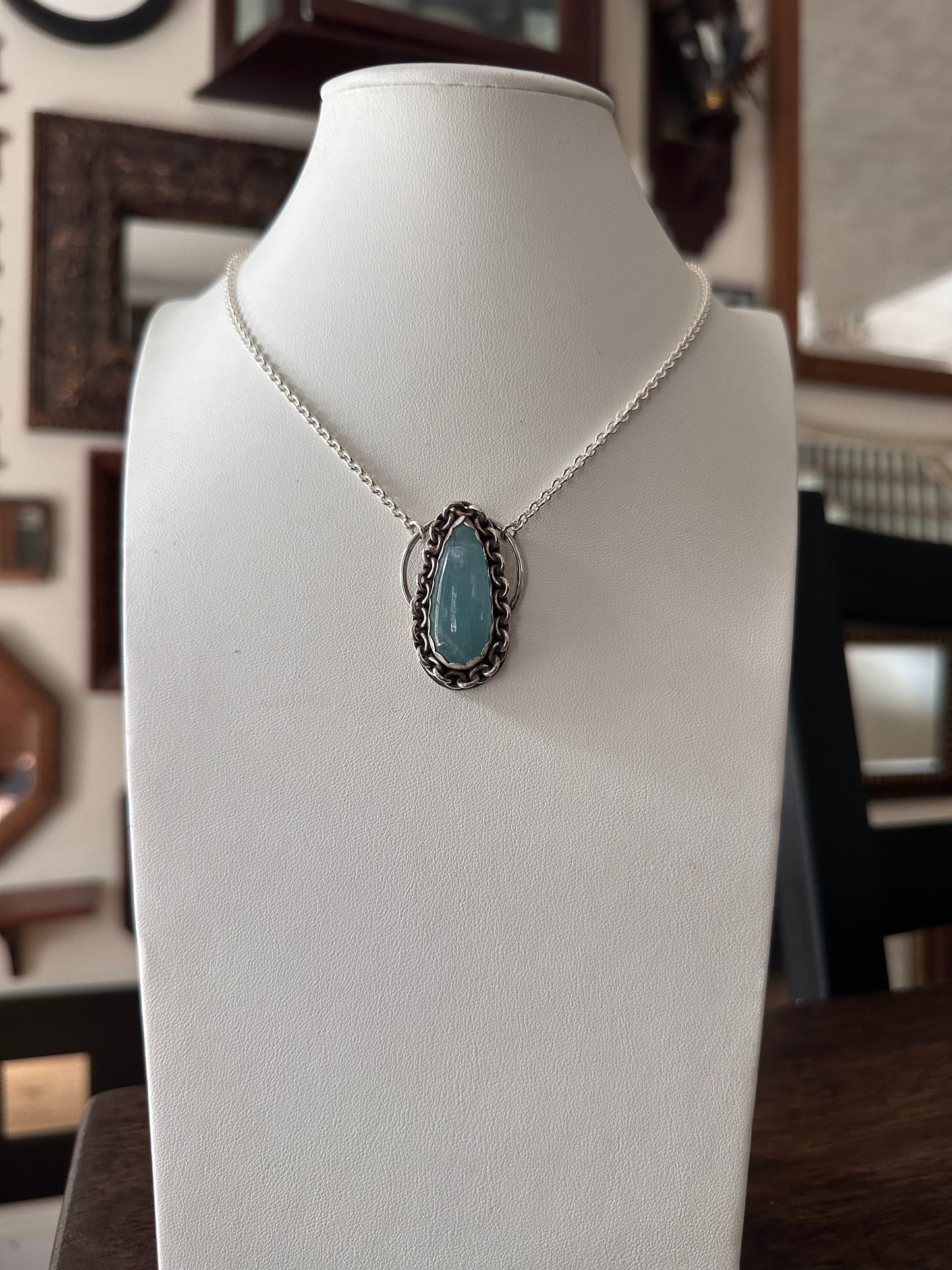 Aquamarine Teardrop Necklace