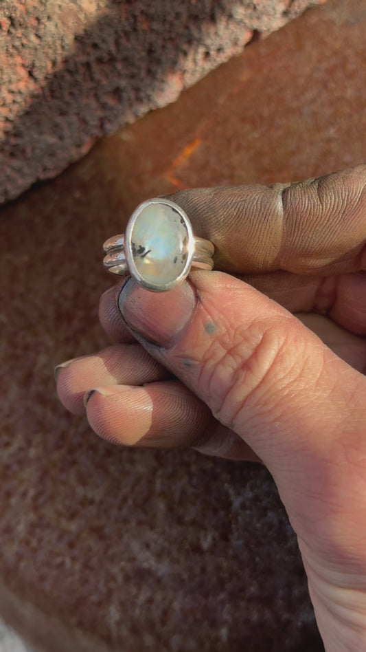 Moonstone & Black Tourmaline Ring
